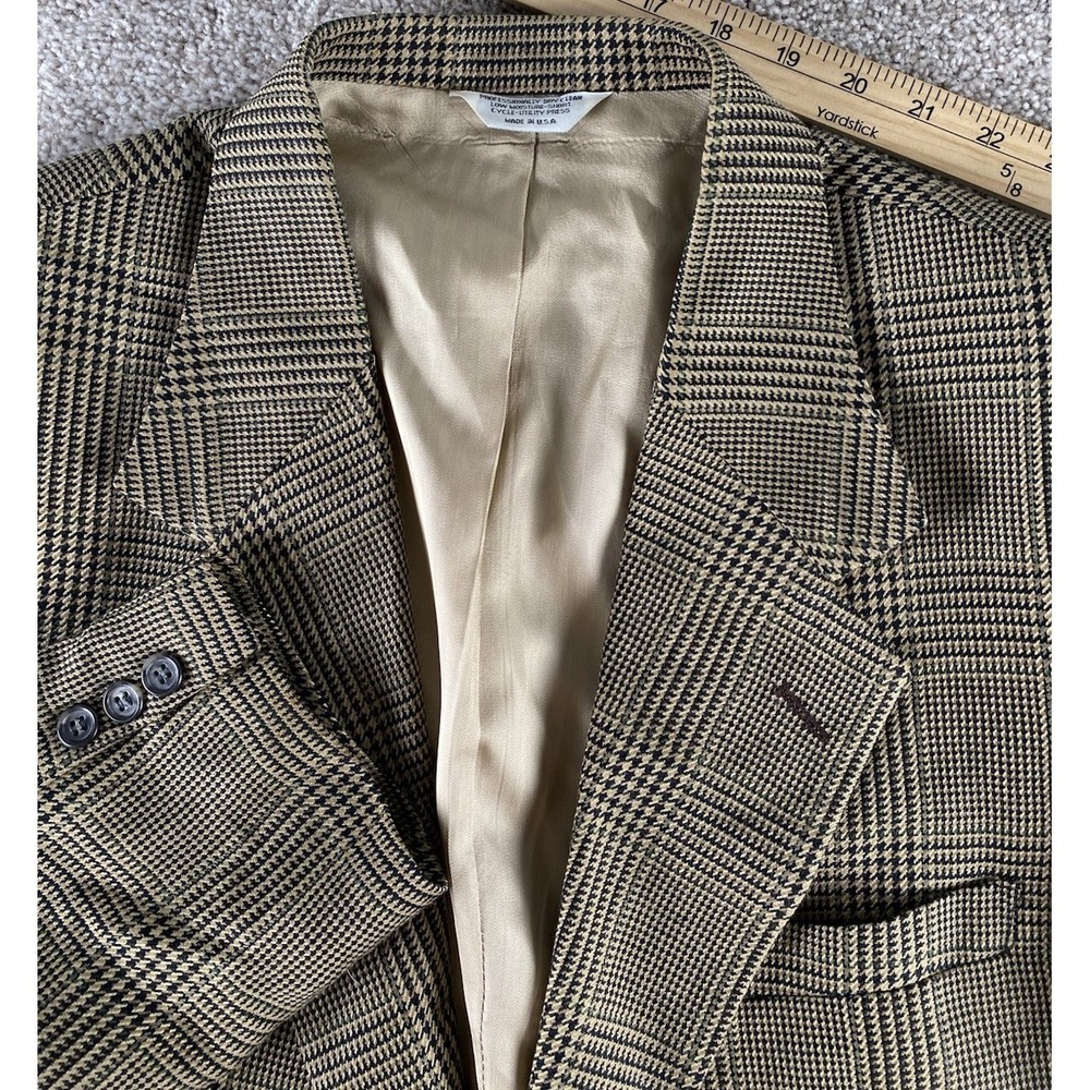 Joseph Abboud Made in USA Blazer Sportcoat Houndstooth Men 42R Viscose/Wool Work